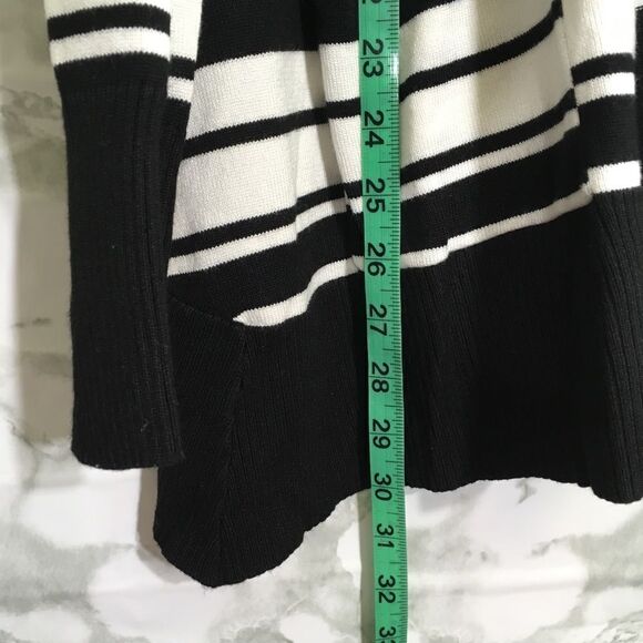VERVE AMI STRIPPED KNIT OPEN FRONT LONG SLEEVE HOODIE CARDIGAN NWT POCKETS L NWT - Picture 9 of 12